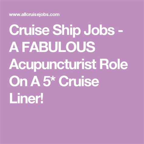 acupuncture jobs on cruise ships.